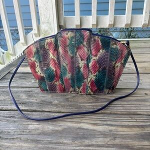 VTG ‘80s Kiya K Purple Leather Deco Shoulder Bag